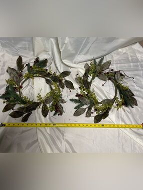 Greenery and Red Berry Faux Garland Pair